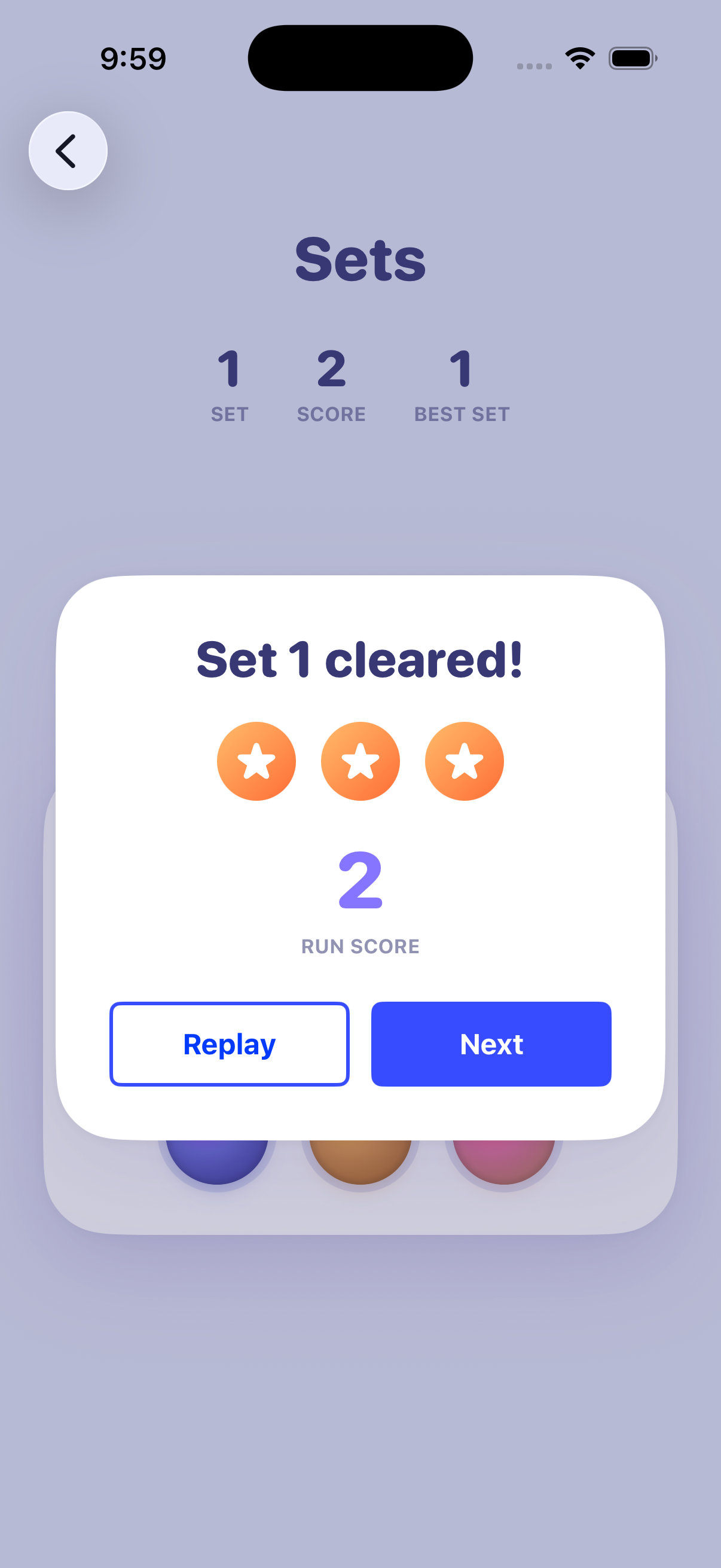 Set cleared, three stars